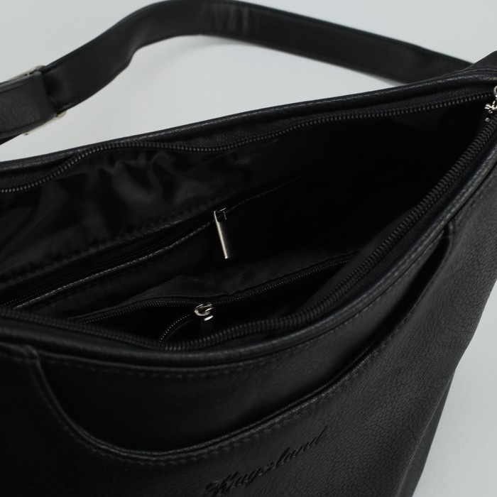 Сумка женская, 1 отдел, 1 наружный карман, длинный ремень, чёрная