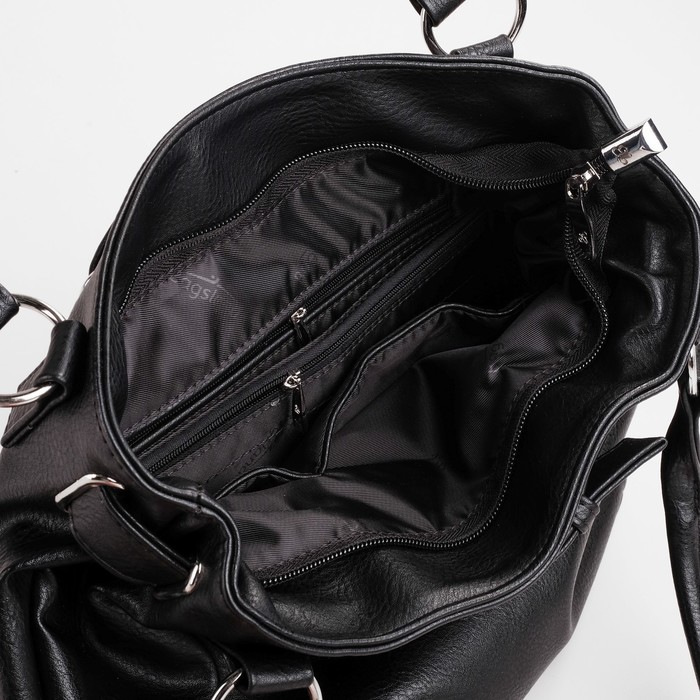 Сумка женская на молнии, 1 отдел, 1 наружный карман, чёрная