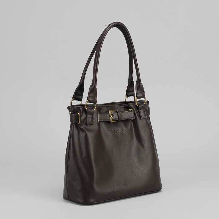 Сумка женская на молнии, 1 отдел, 1 наружный карман, коричневая