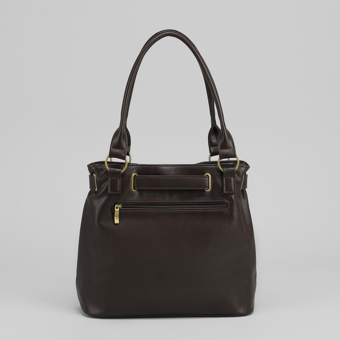 Сумка женская на молнии, 1 отдел, 1 наружный карман, коричневая