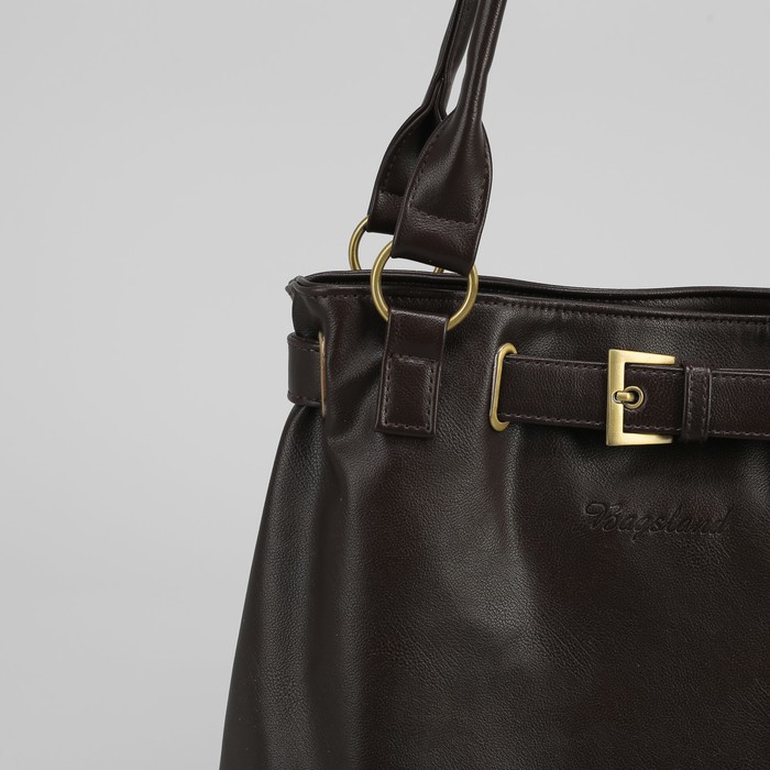 Сумка женская на молнии, 1 отдел, 1 наружный карман, коричневая