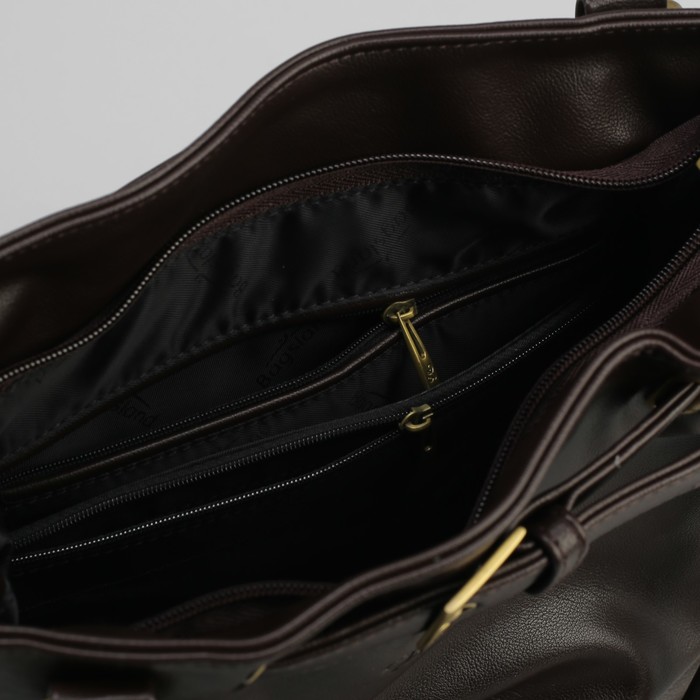 Сумка женская на молнии, 1 отдел, 1 наружный карман, коричневая