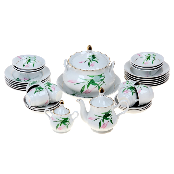 Набор столовой посуды "Бутон", 34 предмета