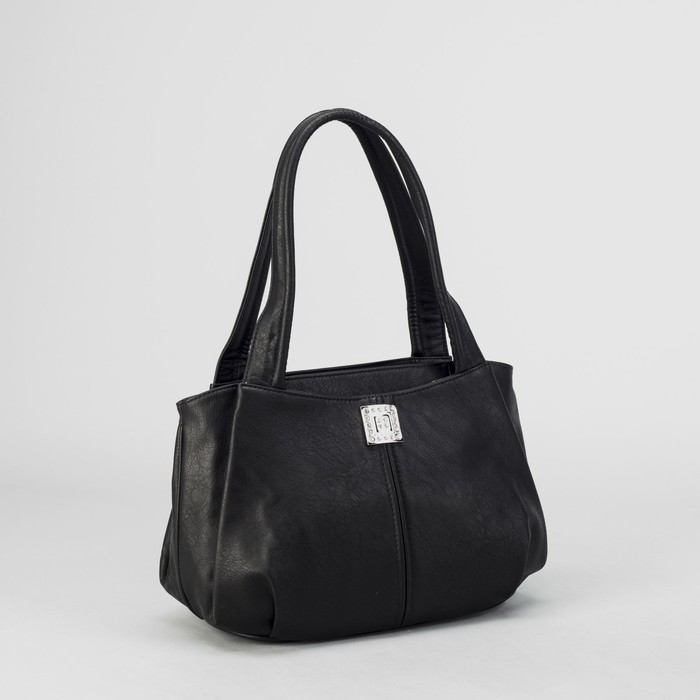 Сумка женская на молнии, 1 отдел с перегородкой, 3 наружных кармана, чёрная