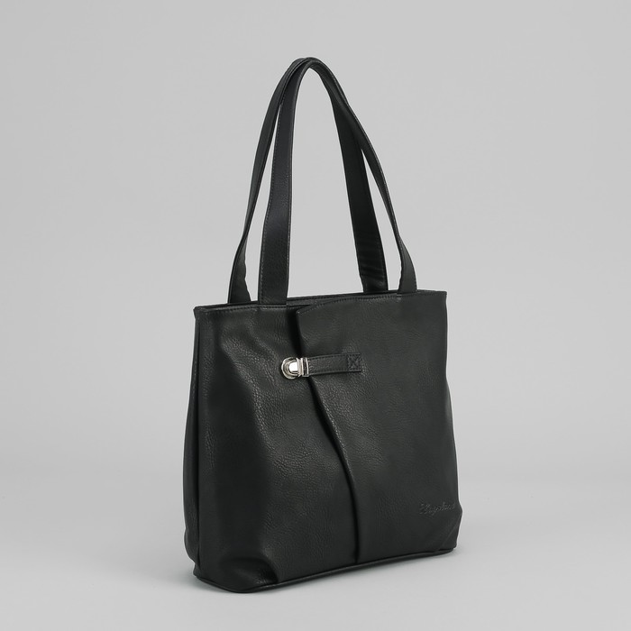 Сумка женская на молнии, 1 отдел с перегородкой, 2 наружных кармана, чёрная