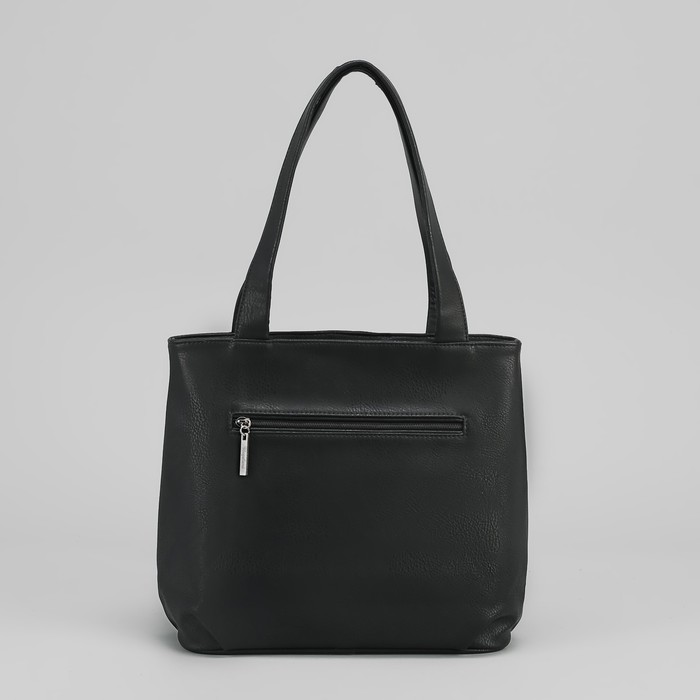 Сумка женская на молнии, 1 отдел с перегородкой, 2 наружных кармана, чёрная