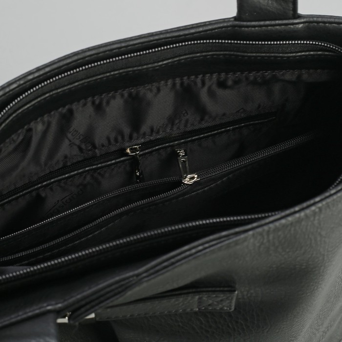 Сумка женская на молнии, 1 отдел с перегородкой, 2 наружных кармана, чёрная