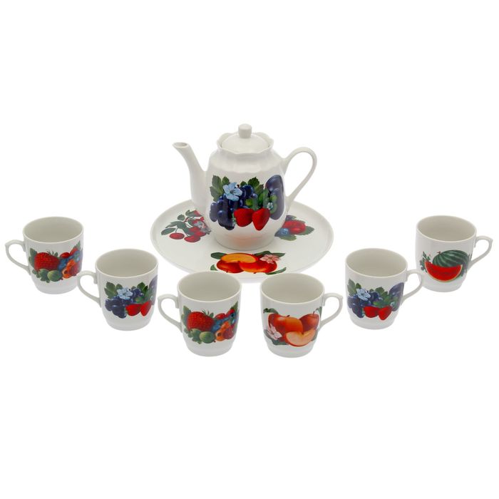 Набор чайный "Ассорти сборная", 8 предметов: чайник 1,75 л, блюдо 30 см, 6 кружек 400 мл