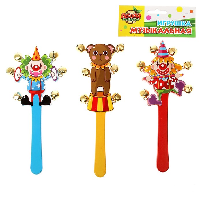 Игрушка музыкальная, погремушка "Цирк" с бубенчиками, цвета МИКС
