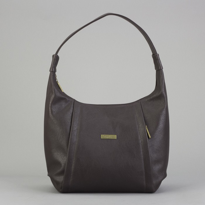 Сумка женская на молнии, 1 отдел, 2 наружный карман, коричневая