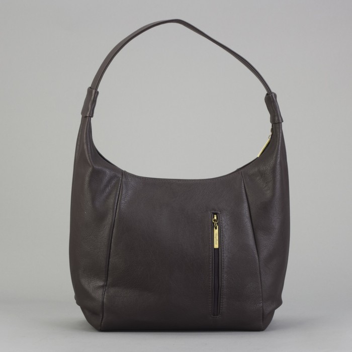 Сумка женская на молнии, 1 отдел, 2 наружный карман, коричневая