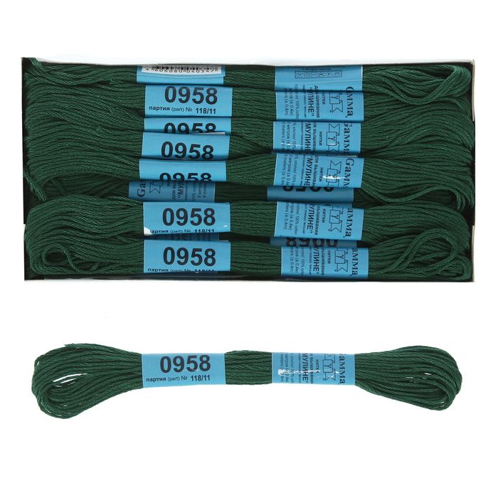 Мулине, №0958, 8±1м, цвет тёмно-серо-зелёный
