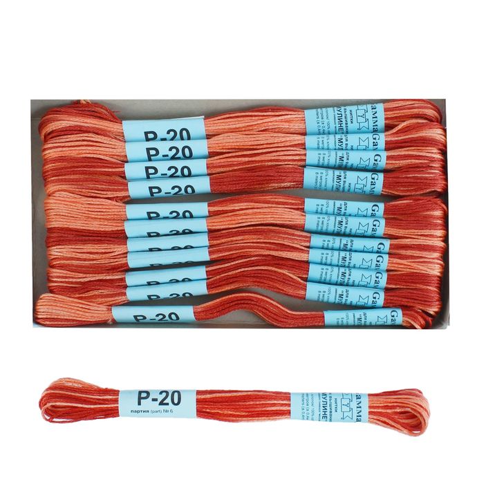 Нитки мулине, меланж, 8±1м, цвет охра/бледно-розовый