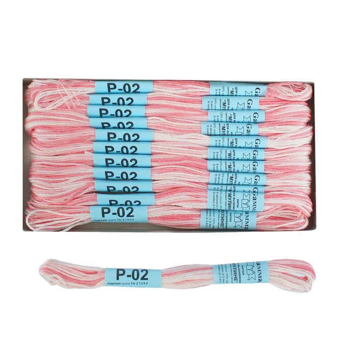 Нитки мулине, меланж, 8±1м, цвет бледно-розовый/бледно-жёлтый