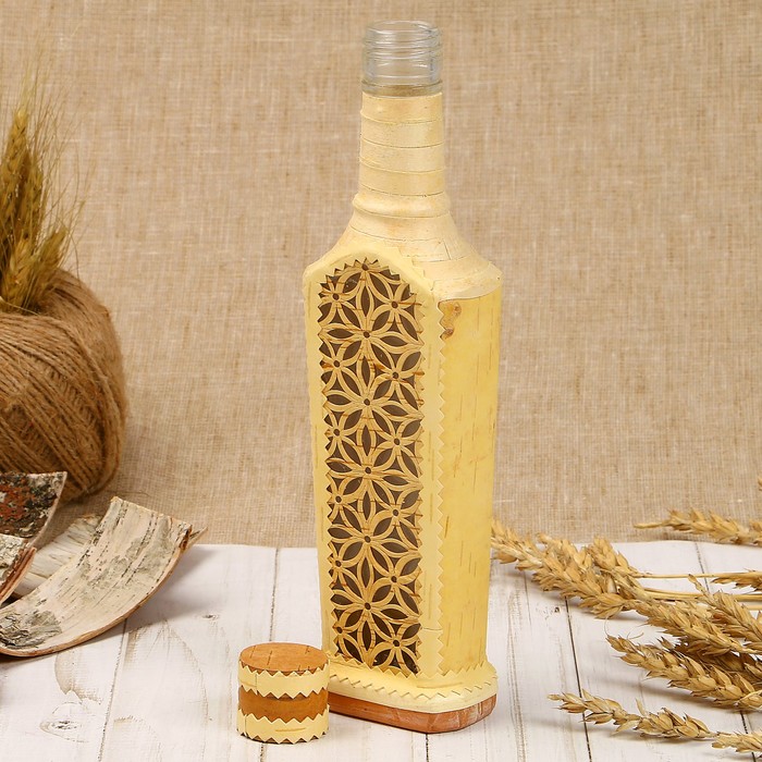 Фляжка резная сетка , береста