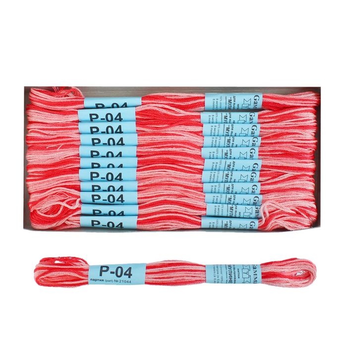 Нитки мулине, меланж, 8±1м, цвет морковный/розовый