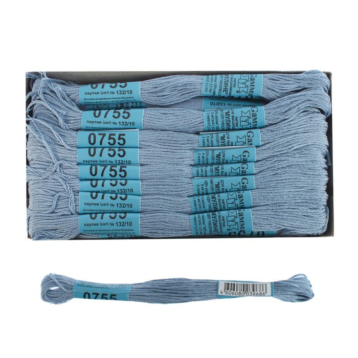 Мулине, №0755, 8±1м, цвет серо-голубой