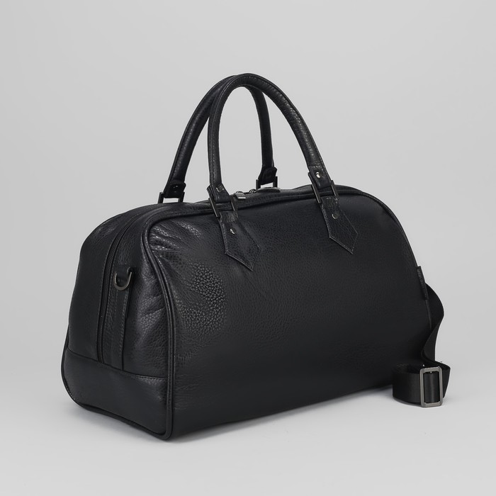 Сумка дорожная на молнии "Классика", 1 отдел, длинный ремень, чёрная