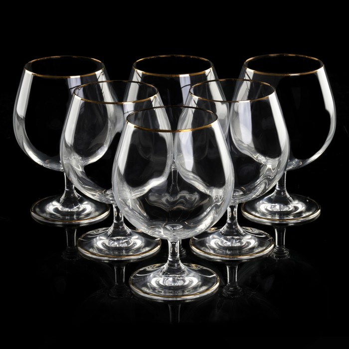 Набор бокалов для бренди 400 мл "Гала. Золотая отводка", 6 шт