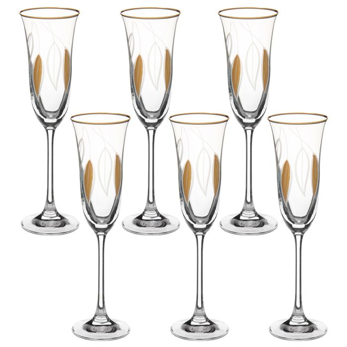 Набор бокалов для шампанского 160 мл "Флора. Золотые листья", 6 шт