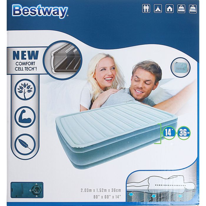 Кровать надувная Comfort Cell TechTM 203х152х36 см со встроенным насосом (67490) Bestway