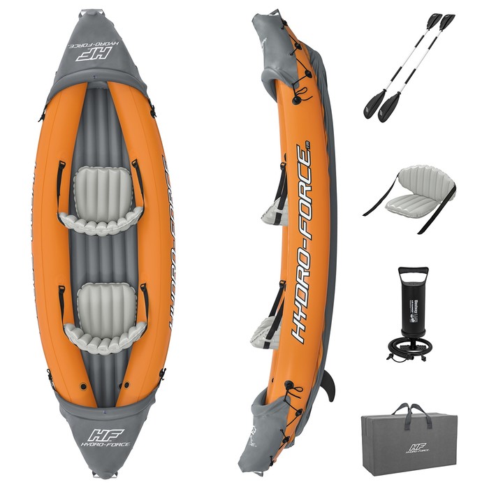 Байдарка Lite-Rapid X2 Kayak, 2-местная, вёсла 218 см, до 160 кг, 321 х 88 х 48 см, 65077 Bestway байдарка bestway lite rapid x2 kayak 321 см оранжевый серый