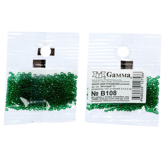 Бисер "GAMMA" круглый 10/0 (В108 зелёный)
