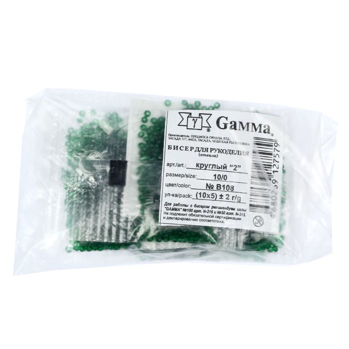 Бисер "GAMMA" круглый 10/0 (В108 зелёный)