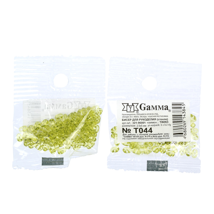 Бисер "GAMMA" 2,5х5мм (Т044 св. салатовый)