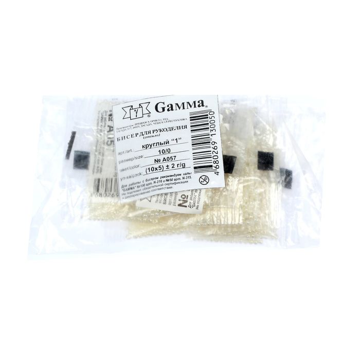 Бисер "GAMMA" круглый 10/0 (А057 кремовый)