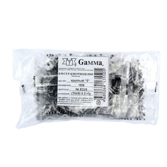 Бисер Gamma круглый, чёрный, 10/0