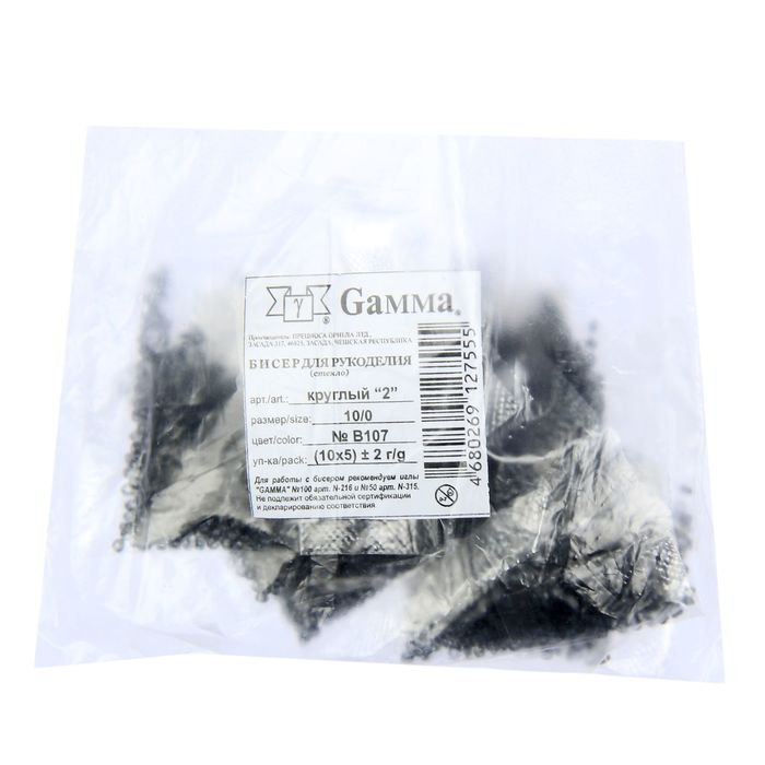 Бисер "GAMMA" круглый 10/0 (В107 т. серый)
