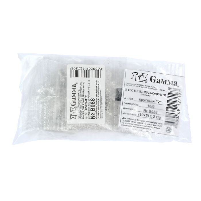 Бисер "GAMMA" круглый 10/0 (В088 прозрачный)