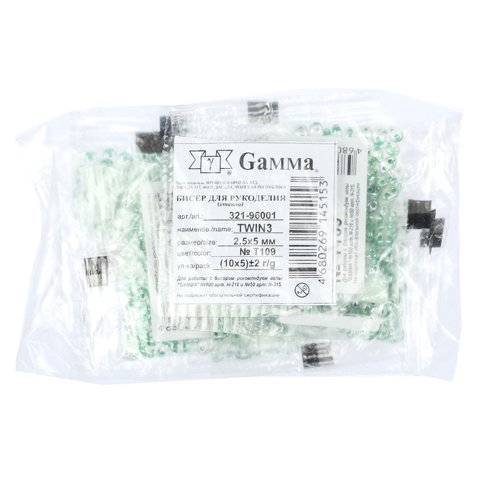 Бисер "GAMMA" 2,5х5мм (Т109 св. зеленый)