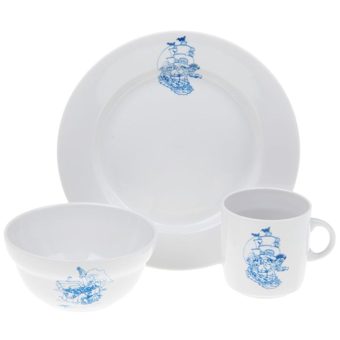 Набор детской посуды "Пираты", 3 предмета: тарелка 20 см, салатник 335 мл, кружка 210 мл, декор МИКС