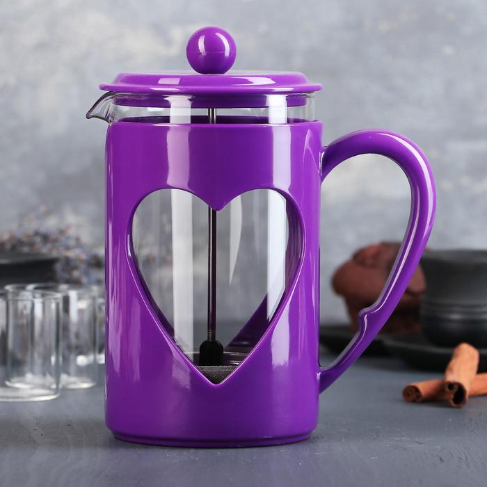 Чайник заварочный френч - пресс Доляна «Комплимент», 800 мл, стекло, цвет фиолетовый френч пресс стеклянный доляна гарсон 800 мл цвет фиолетовый
