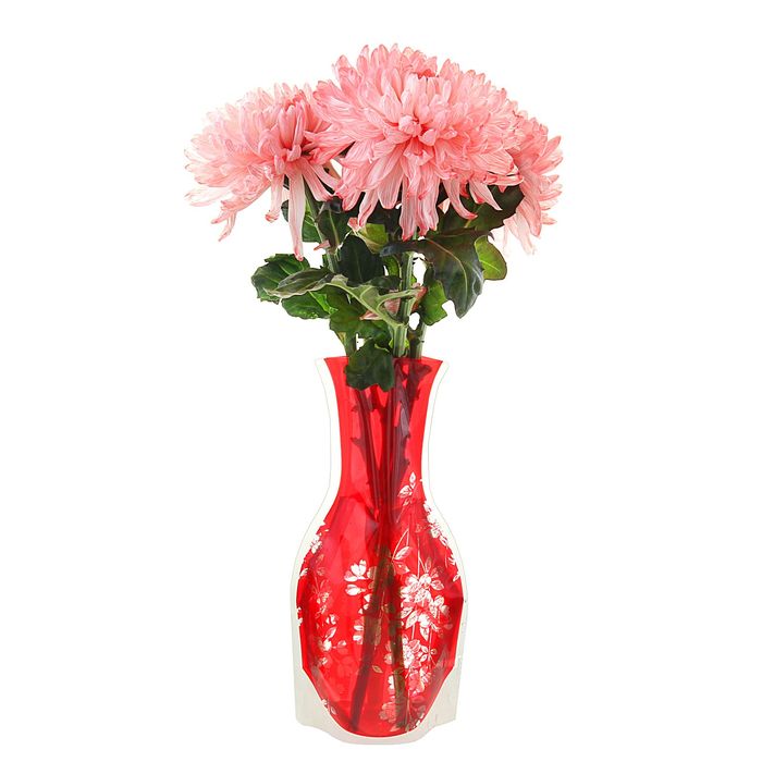 Ваза пластиковая складная "Цветы", цвет красный, рисунок МИКС