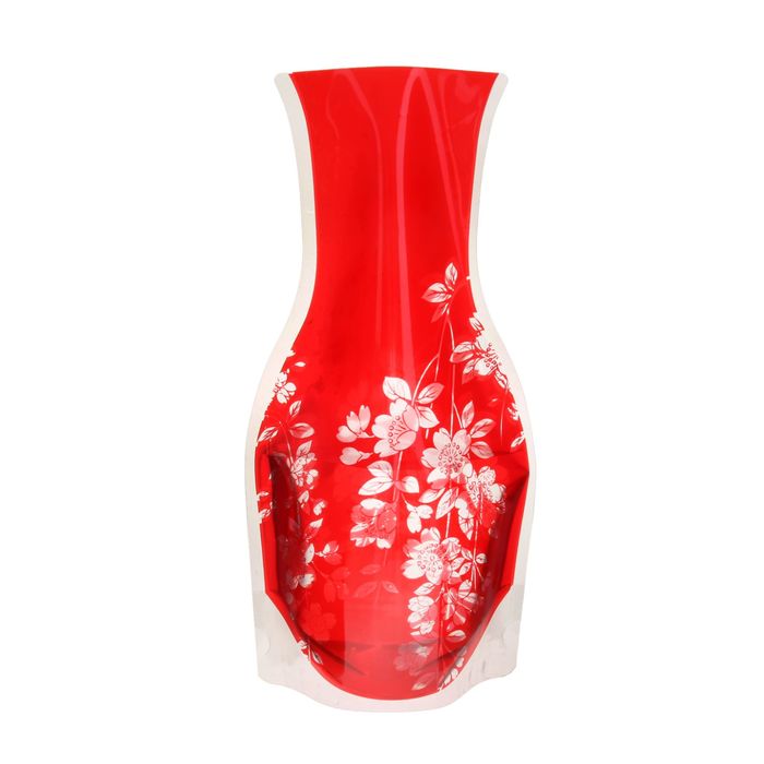 Ваза пластиковая складная "Цветы", цвет красный, рисунок МИКС