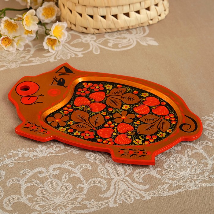 Сухарница «Свинка», хохлома, 19 х 31 см