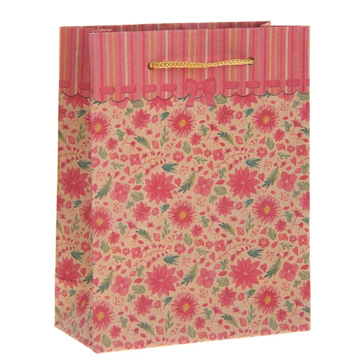 Пакет крафт "Цветочная поляна", 27 х 37 х 9 см