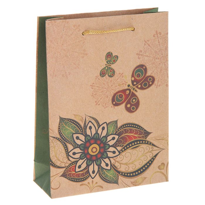 Пакет крафт "Цветок", 15 х 20 х 6 см