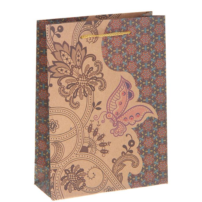 Пакет крафт "Бабочка", 15 х 6 х 20 см