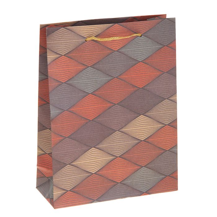 Пакет крафт "Ромбы", 15 х 20 х 6 см