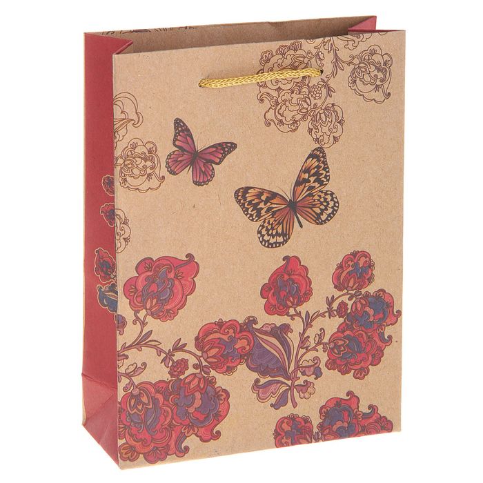 Пакет крафт "Бабочка", 23 х 32 х 8,5 см