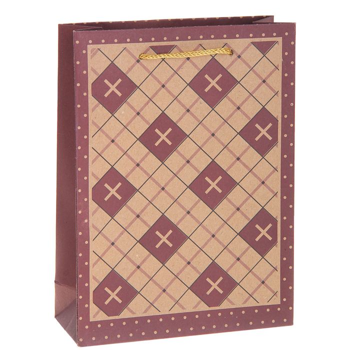 Пакет крафт "Клетка", 27 х 37 х 9 см