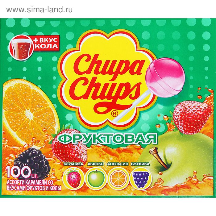 фото Карамель «чупа-чупс», ассорти с соком» кола, 12 г chupa chups