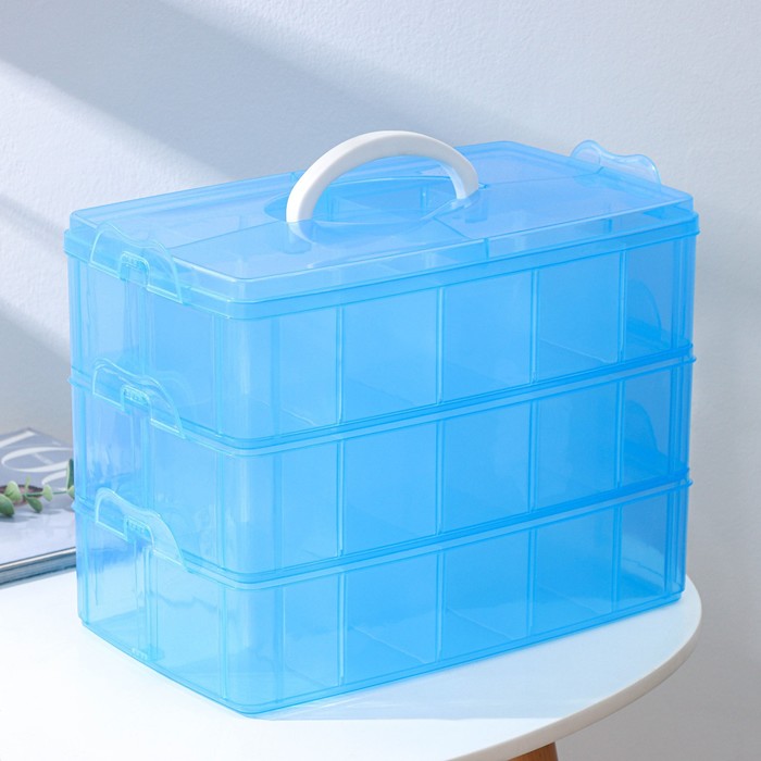 Бокс пластиковый для хранения, 3 яруса, 30 отделений, 32×18×24 см, цвет МИКС