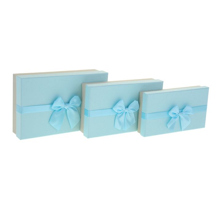 Набор коробок 3в1 "Бант", голубой, 27,5 х 17,5 х 7 - 23,5 х 13,5 х 4 см