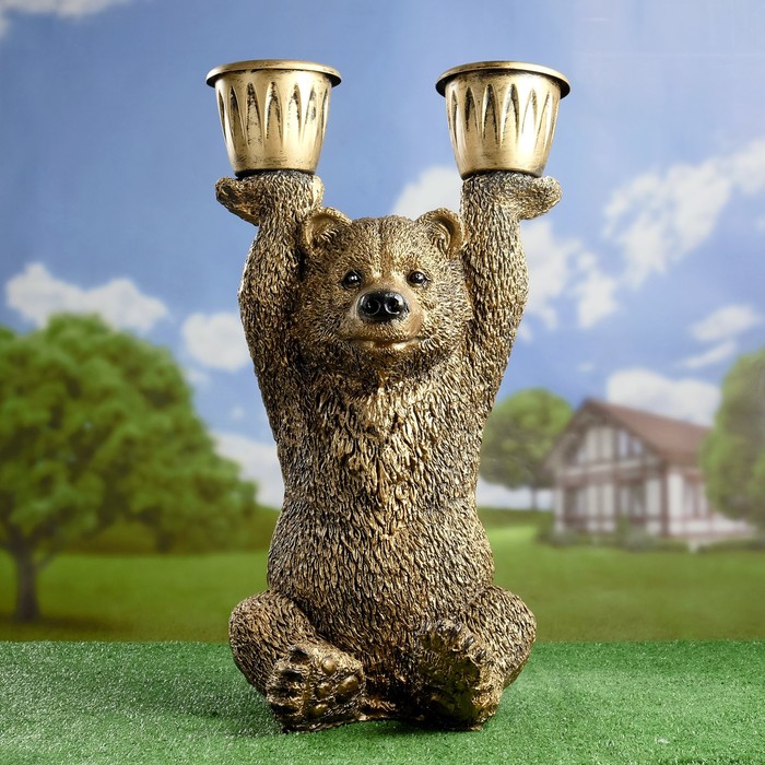 Садовая фигура с кашпо "Медведь" большая, бронза