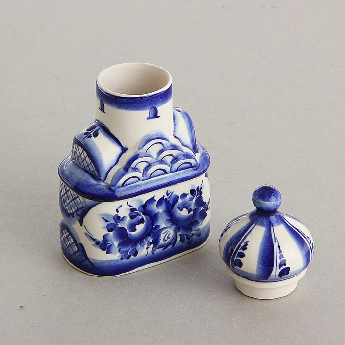 Штоф «Церковь», гжель, кобальт, 400 мл